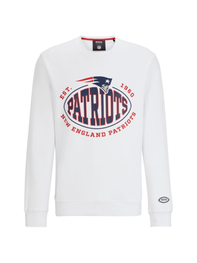 Hugo Boss Boss X Nfl Crewneck Sweatshirt In New England Patriots White