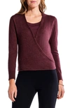 Nic + Zoe Womens Heathered Open Front Cardigan Sweater In Redwood