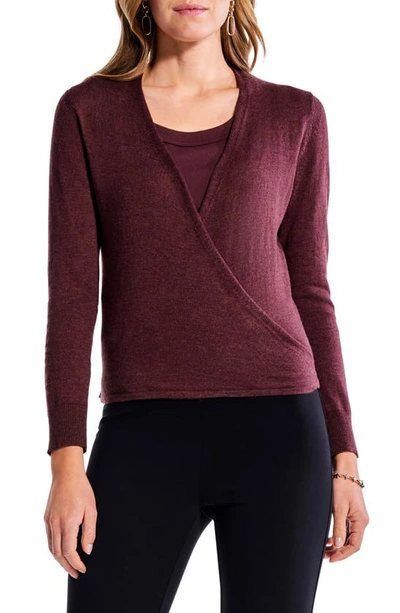 Nic + Zoe Womens Heathered Open Front Cardigan Sweater In Redwood