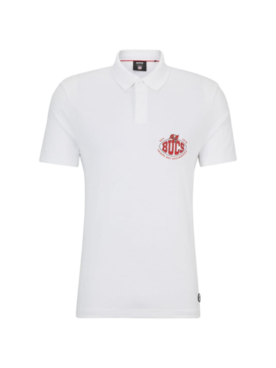 Hugo Boss Boss X Nfl Cotton-piqu Polo Shirt With Collaborative Branding In Bucs