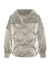 Gorski Women's Quilted Jacket With Shearling Lamb Collar In Gray