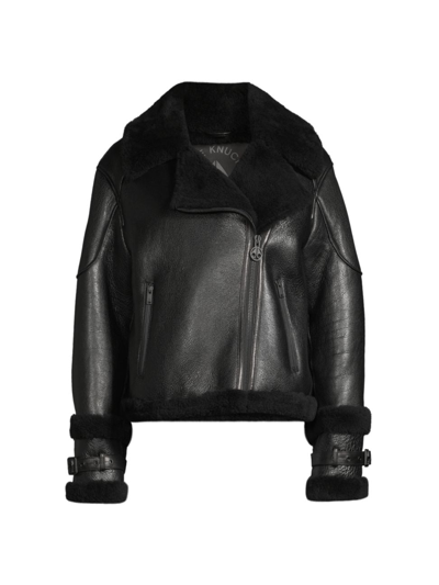 Moose Knuckles Women's Prado Shearling Moto Jacket In Noir_mouton_noir