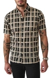 Good Man Brand Big On-point Short Sleeve Organic Cotton Button-up Shirt In Black Textured Plaid