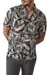 Good Man Brand Big On-point Short Sleeve Organic Cotton Button-up Shirt In Sky Captain Wavy Stripe