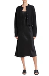Vince Cropped Stretch Wool Button Cardigan In Black