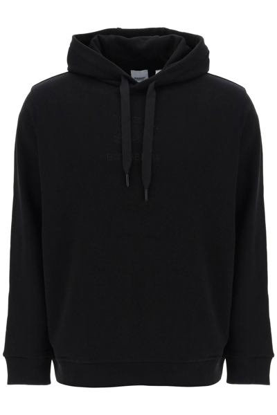 Burberry Embroidered Ekd Cotton Hoodie In Black