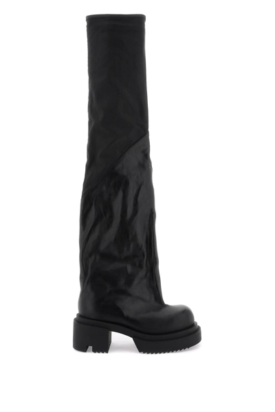 Rick Owens Bogun 78mm Leather Flared Boots In Black