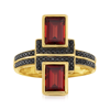 ROSS-SIMONS BURGUNDY GARNET AND . BLACK SPINEL RING IN 18KT GOLD OVER STERLING