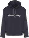 Armani Exchange Logo-print Drawstring Hoodie In 蓝色