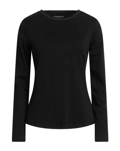 Purotatto Woman T-shirt Black Size 8 Cotton