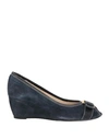 Calpierre Woman Pumps Slate Blue Size 6 Soft Leather In Blue