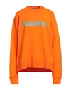 Dsquared2 Woman Sweatshirt Orange Size S Cotton, Elastane