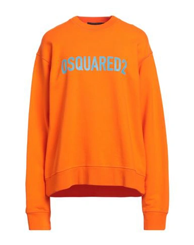 Dsquared2 Woman Sweatshirt Orange Size S Cotton, Elastane
