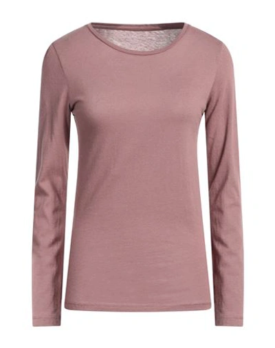 Majestic Filatures Woman T-shirt Pastel Pink Size 2 Cotton, Cashmere In Pink
