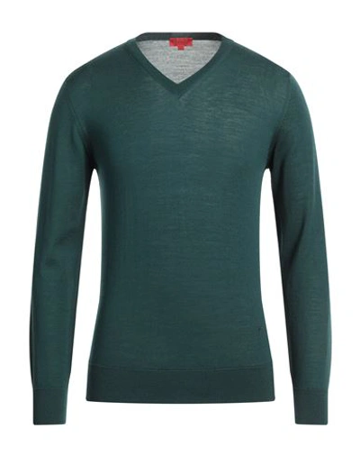 Isaia Man Sweater Dark Green Size L Wool