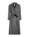 Annie P . Woman Coat Lead Size 12 Virgin Wool, Polyamide, Cashmere In Grey