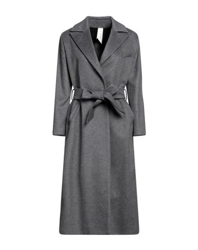 Annie P . Woman Coat Lead Size 10 Virgin Wool, Polyamide, Cashmere In Grey