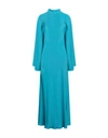Erika Cavallini Woman Midi Dress Turquoise Size 6 Acetate, Silk In Blue