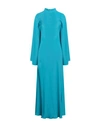 Erika Cavallini Woman Midi Dress Turquoise Size 4 Acetate, Silk In Blue