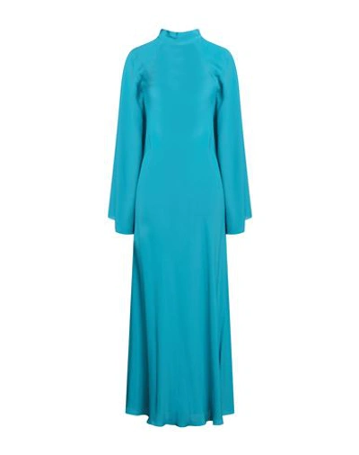 ERIKA CAVALLINI ERIKA CAVALLINI WOMAN MAXI DRESS TURQUOISE SIZE 6 ACETATE, SILK