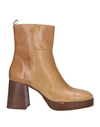 Elvio Zanon Woman Ankle Boots Camel Size 11 Soft Leather In Beige