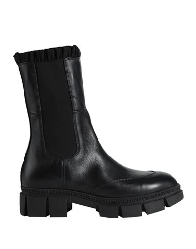 Karl Lagerfeld Aria Long Gore Ruffle Bt Woman Ankle Boots Black Size 10 Calfskin