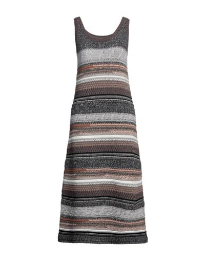 Chloé Woman Midi Dress Lead Size S Cashmere, Wool In Grey
