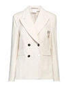 Merci .., Woman Blazer Ivory Size 6 Cotton, Elastane In White