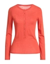 Majestic Filatures Woman T-shirt Orange Size 2 Cotton, Cashmere