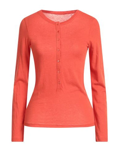 Majestic Filatures Woman T-shirt Orange Size 3 Cotton, Cashmere