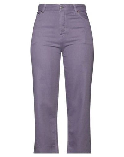 Haikure Woman Denim Pants Light Purple Size 26 Cotton, Lyocell In Purple