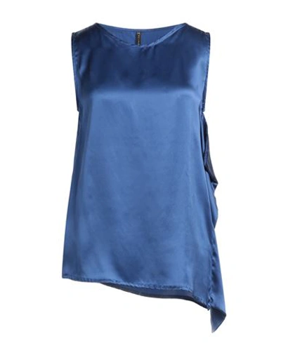 Manila Grace Woman Top Blue Size 6 Silk In Blue