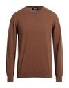 Alpha Studio Man Sweater Brown Size 36 Merino Wool In Brown