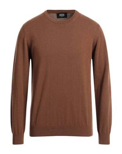 ALPHA STUDIO ALPHA STUDIO MAN SWEATER BROWN SIZE 36 CASHMERE