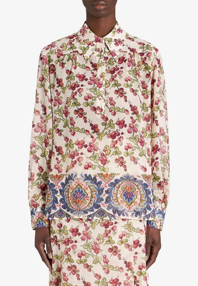 Etro Top Aus Georgette Mit Print In White