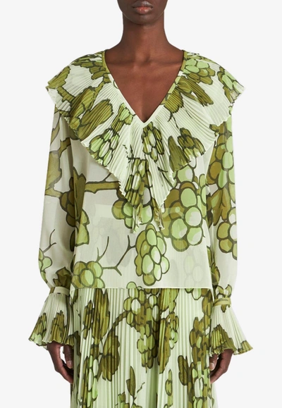 Etro Top With Pleated Ruffle In Green