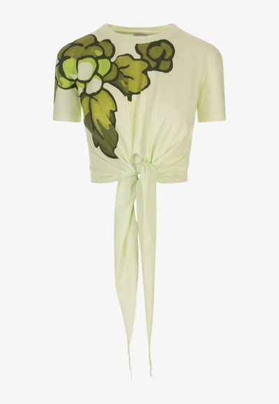 Etro Berry-print Knotted T-shirt In Green