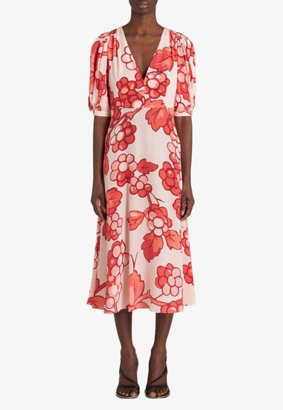 Etro Silk Dress With Berry Print In Pink