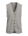 Brooksfield Man Cardigan Grey Size 42 Wool, Polyamide, Silk