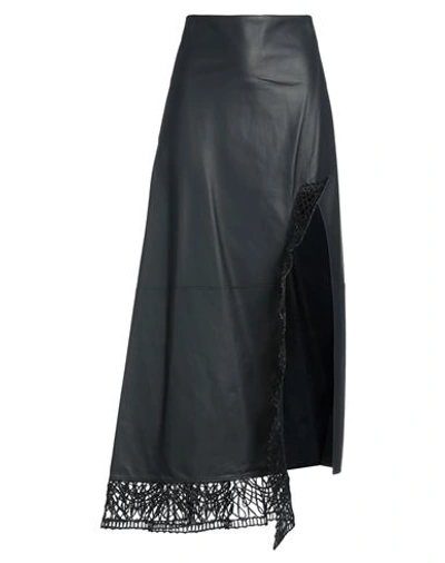 Jil Sander Woman Long Skirt Black Size 6 Lambskin