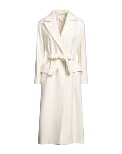 Annie P . Woman Coat Ivory Size 12 Virgin Wool, Polyamide, Cashmere In White