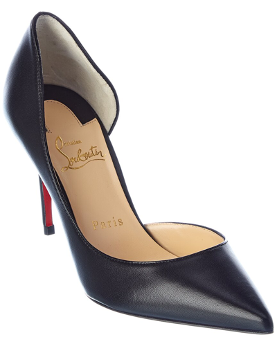 Christian Louboutin Iriza Leather Half-d'orsay Red Sole Pumps In Black