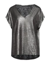 Majestic Filatures Woman T-shirt Lead Size 2 Linen, Elastane In Grey