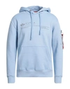 Alpha Industries Man Sweatshirt Light Blue Size S Cotton, Polyester