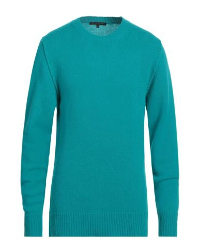 Brian Dales Man Sweater Turquoise Size Xl Wool, Cashmere In Blue