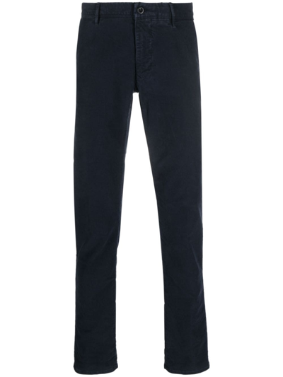 Incotex Logo-embroidered Straight-leg Trousers In Blue
