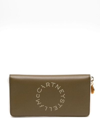 Stella Mccartney Logo-print Faux-leather Wallet In Green