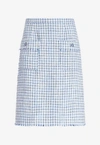Etro Tweed Sheath Midi Skirt In Blue