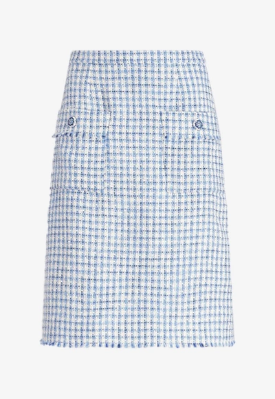 Etro Tweed Sheath Midi Skirt In White