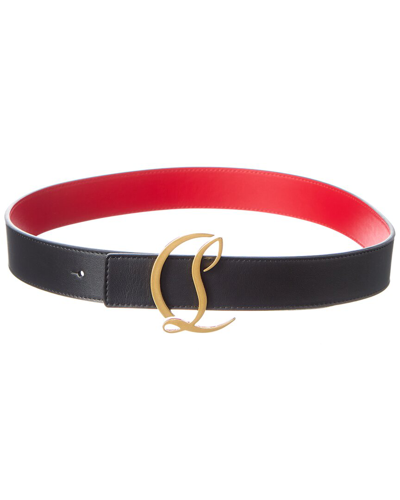 Christian Louboutin Logo Leather Belt In Black